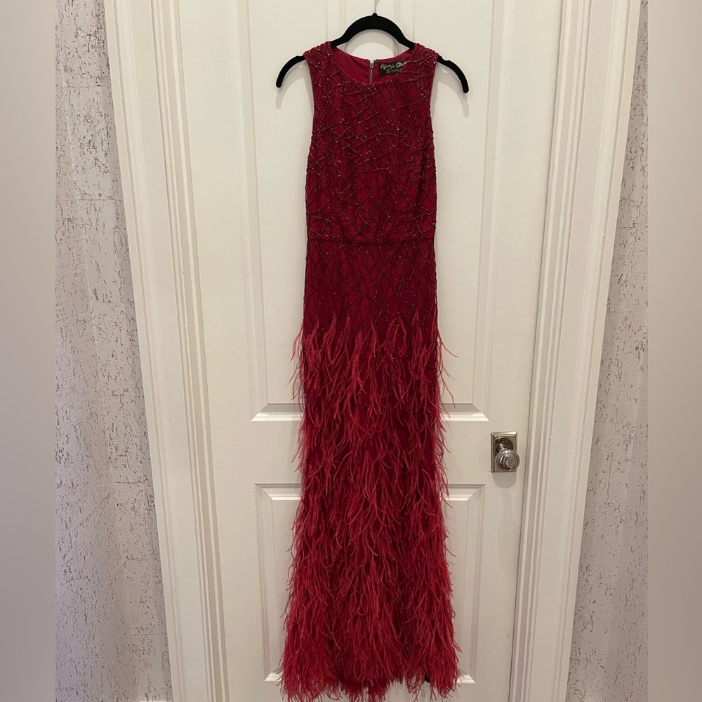 Alice+Olivia Feather & Bead Vaughn Gown - Size 0